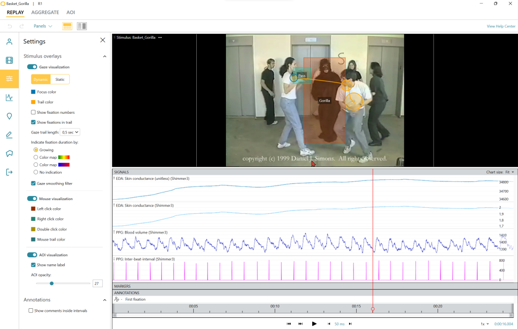 Multiple data streams syncronized into the iMotions Interface