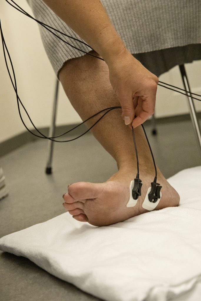 Electrodermal activity sensor placed on foot