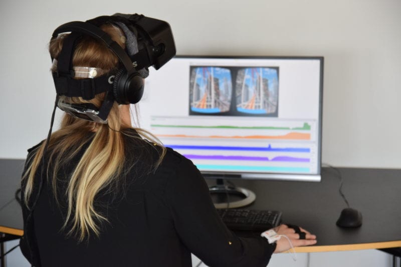 virtual reality rollercoaster and EEG headset