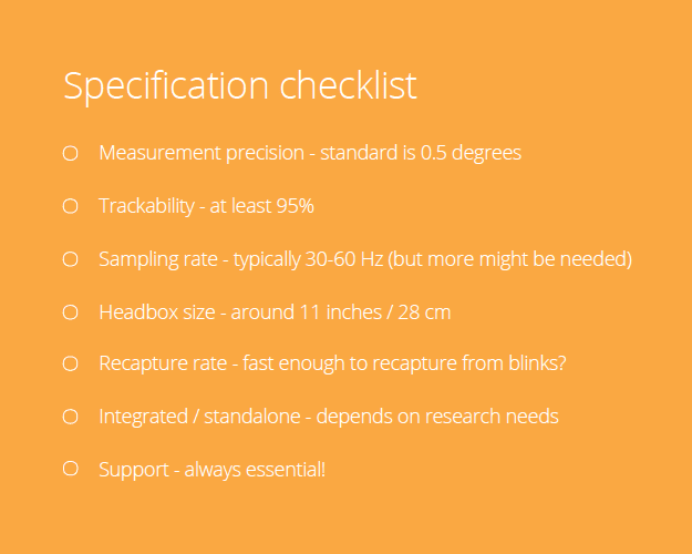 eye tracking specification checklist
