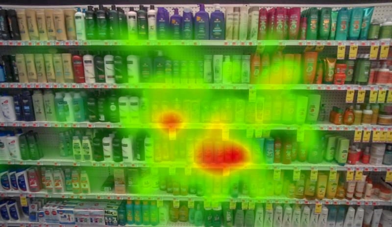 heat map of product shelf in a supermarket