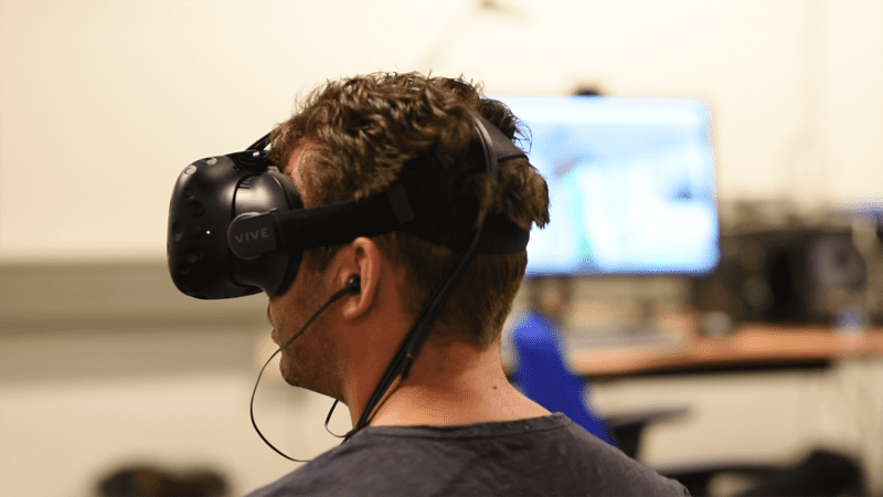 man wearing a virtual reality headset