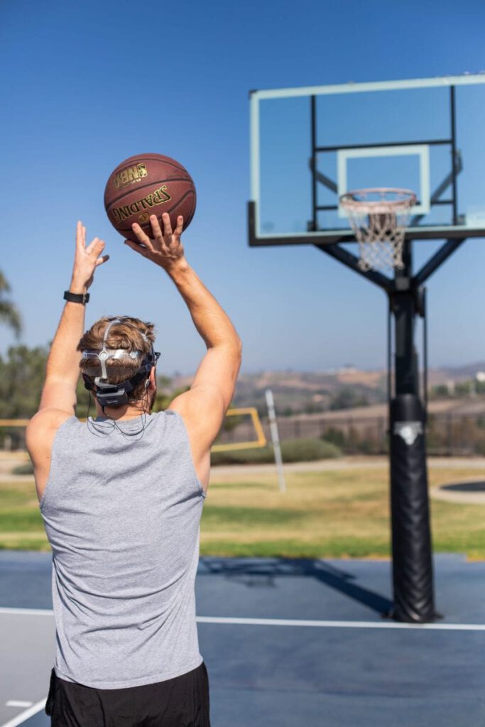 Basketball player with EEG during Behavioral Coding Study