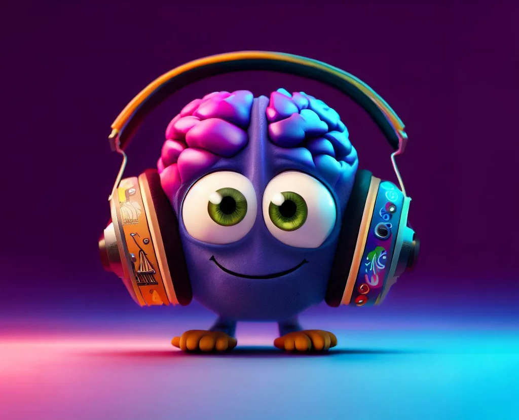 Brain listening to music with over ear headphones